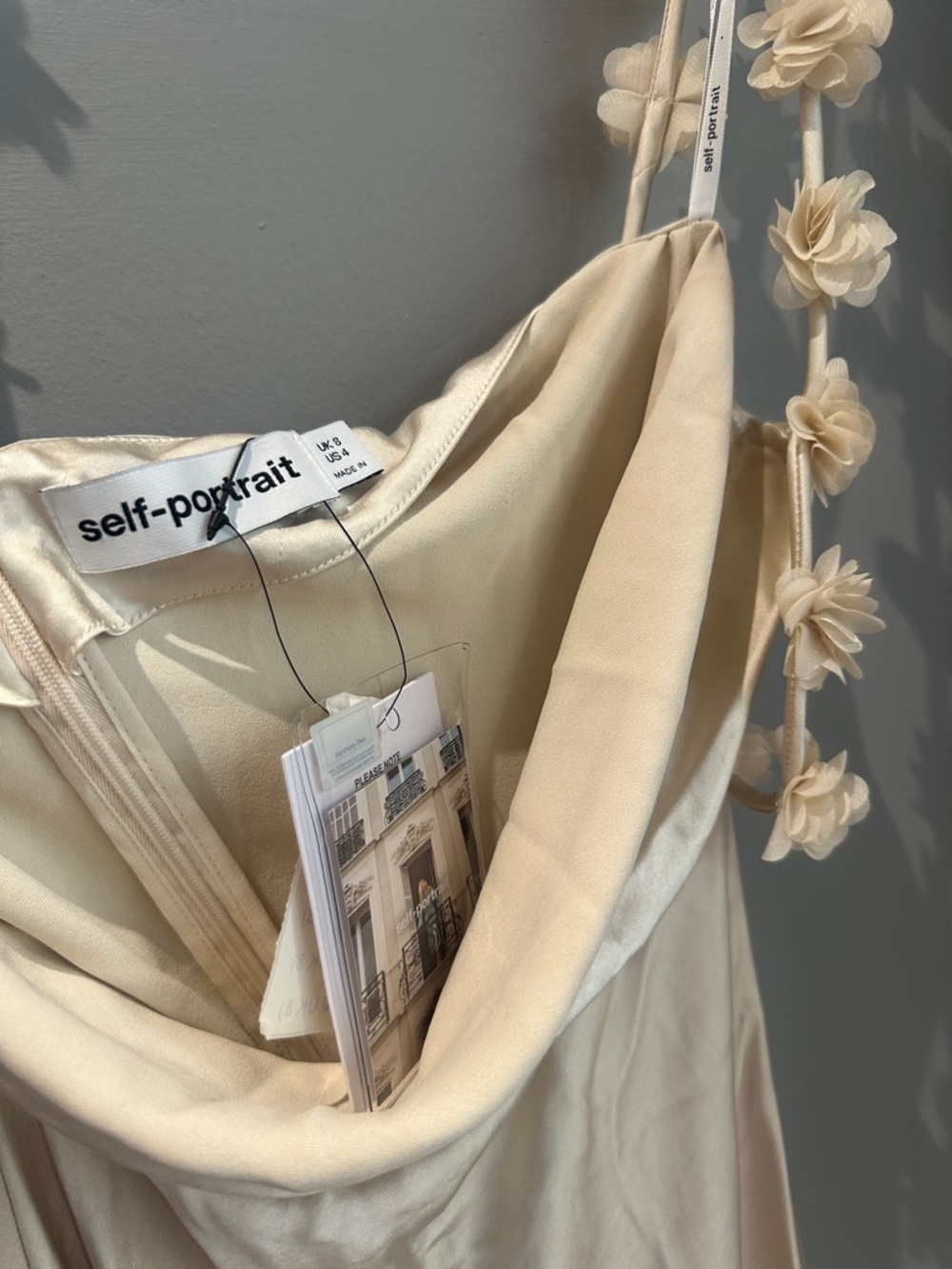 NWT Self-Portrait Flower Maxi Dress in Champagne Size 4 - Picture 2 of 3